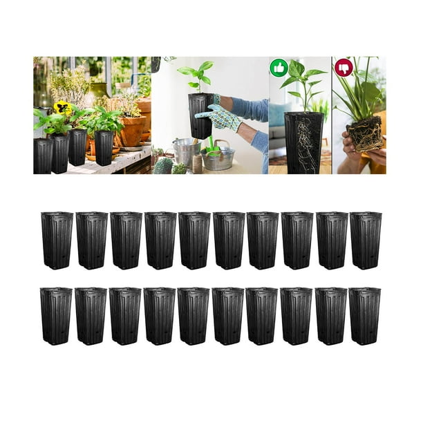 20 Unids Macetas de Profundas Treepots Negro Durable Flor Planta Contenedor Semilla Macetas de Inicio para Interiores Flores al Aire Libre DYNWAVEMX macetas de vivero