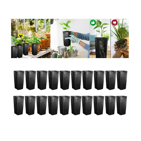 20Pcs Treepots Profonds Pots de Départ de Plantes à Fleurs Durables Noires pour Jardin de Légumes d'Intérieur
