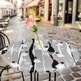 thumbnail image 6 of Grey Black Christmas Round Tablecloth for 45-54 Inch Tables, Fitted Table Cover with Elastic Edge, Xmas Snowman Snowflake Waterproof Outdoor Table Cloth Protector for Patio Garden Dinner Picnic, 6 of 9
