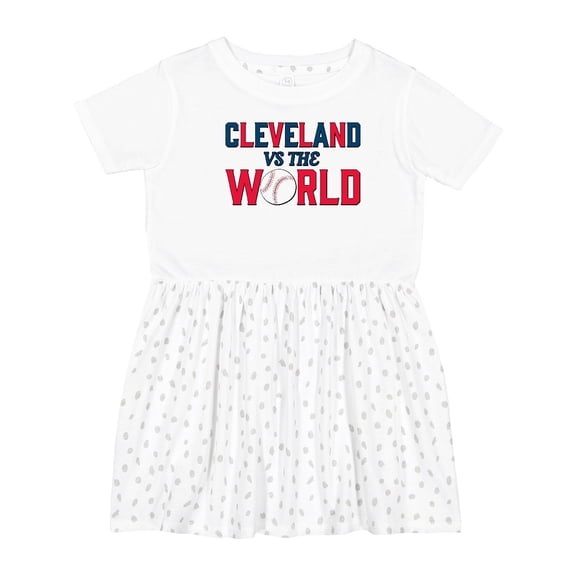 Inktastic Cleveland Vs. the World Blue and Red with Baseball Girls Toddler Dress