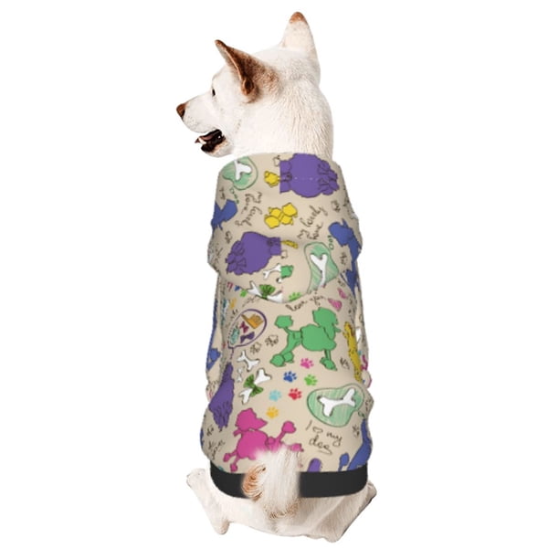 Balery Colorful Poodle Dog Sudadera con Capucha para Perros Pequeños – Ropa para Mascotas, Disfraz para Perros y Gatos, Ideal para Fiestas y Cosplay-Medium