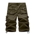 thumbnail image 3 of Men's Cargo Shorts Relaxed Fit Multi-Pocket Outdoor Cargo Shorts Cotton Army Green 2XL, 3 of 4