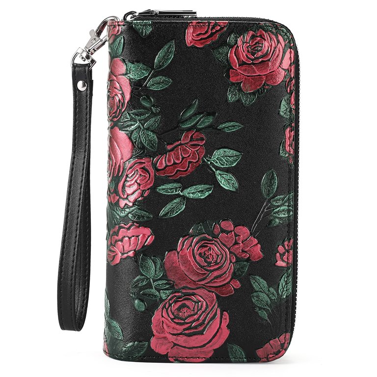 GOIACII Women's Large Floral Leather Wallet With Wristlet photo 2