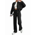thumbnail image 2 of Lounge Sets for Women Sweatsuit 2 Piece Outfits Sweatshirt Wide Leg Sweatpant Tracksuit Matching Set Black XXL, 2 of 10