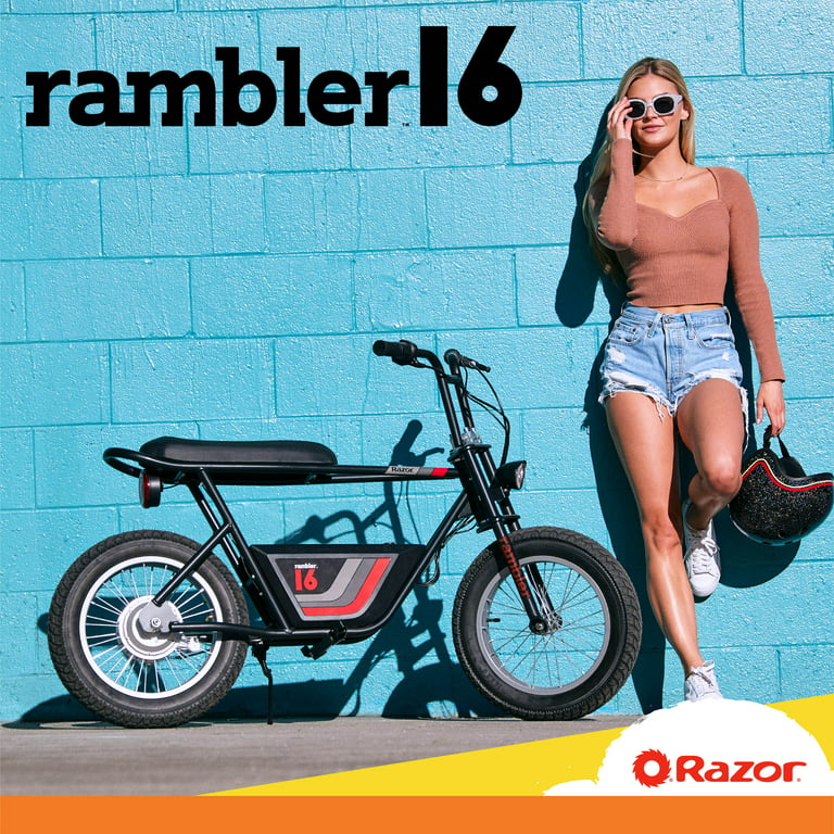 Rear Wheel Assembly with 36 Volt Hub Motor for the Razor Rambler 16  Electric Mini Bike (Version 1+)