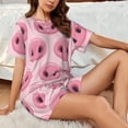 thumbnail image 6 of Bingfone Pig Nose Print Pajamas Sets for Women Soft Short-Sleeved Pjs with Lounge Shorts Two Piece Sleepwear, 6 of 8