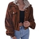 thumbnail image 1 of Abrigo Largo Linterna Mangas Recortada Color Sólido Botón Hasta Casual Corduroy Mujer Chaqueta Marrón XL, 1 of 6