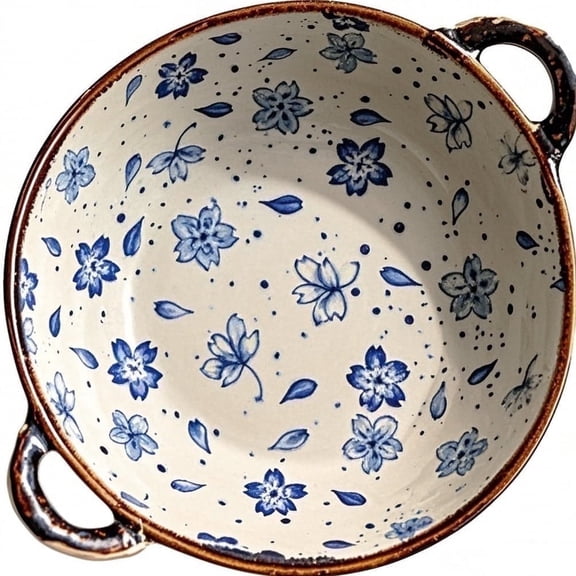 MYVIT Decorative Serving Bowl - 24oz Ceramic Soup Bowl with Handle Ramen Bowl for Salad,Pasta,Cereal,700ML Porcelain Stoneware Kitchen Dish