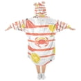 thumbnail image 2 of FORMRS Wearable Blanket Hoodie with Sleeves for Kids Cozy Flannel Sweatshirt, Striped Crab, 2 of 7