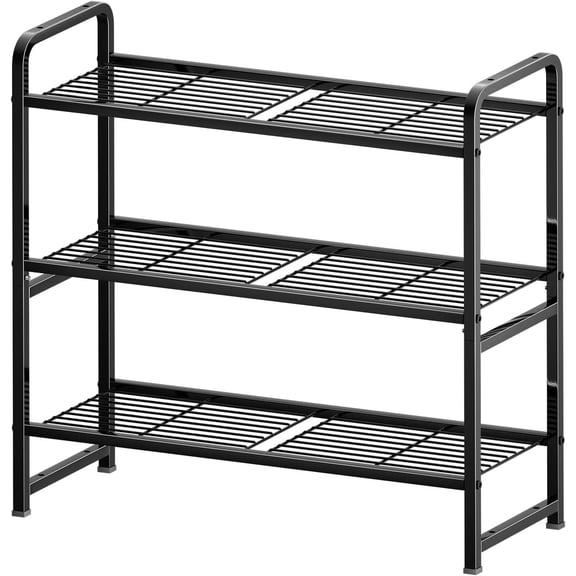 3 Tier Wire Shelf 30 inches Wide, Small Storage Shelves Heavy Duty Metal Shelving Unit for Garage, Black