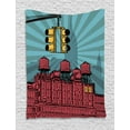 thumbnail image 1 of New York Tapestry, Manhattan Street Items Skyscrapers, Wall Hanging for Bedroom Living Room Dorm Decor, 40W X 60L Inches, Dark Coral Pale Earth Yellow Cadet Blue and Charcoal Grey, by Ambesonne, 1 of 2