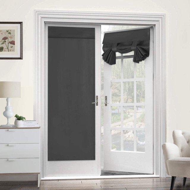 Cortina opaca para puertas francesas - Cortina de panel de puerta de vidrio opaca con aislamiento térmico para cortinas de puerta y ventana, 26 x 68 pulgadas