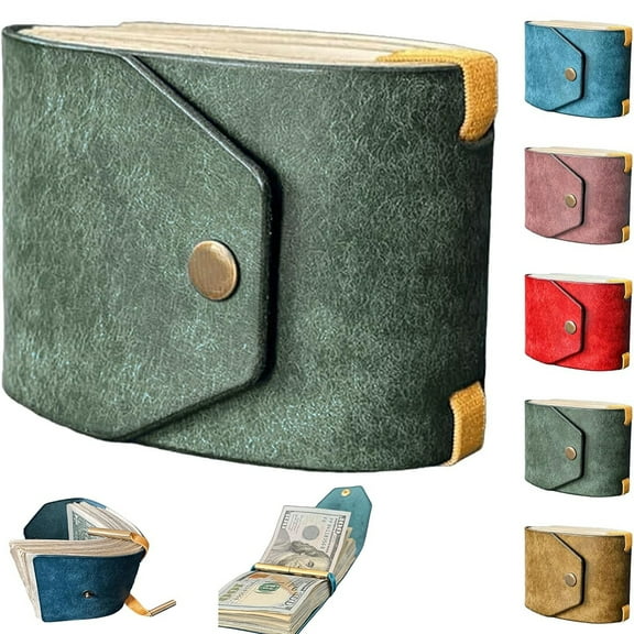 The Cash Wrap Wallet, Fast Cash Access Money Holder for Cash Leather Money Holder Handy Purse Bands Wallet Organizer (Green)