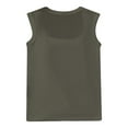 thumbnail image 4 of Fiaer Tank Tops for Women Scoop Neck Sleeveless Casual Solid Color Comfy Slim Fit Seamless Wide Strap Camisole Stretch Tops Army Green S, 4 of 5