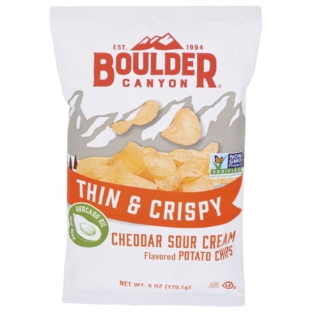 Boulder Canyon Thin & Crispy Cheddar Sour Cream Potato Chips, 6 Oz