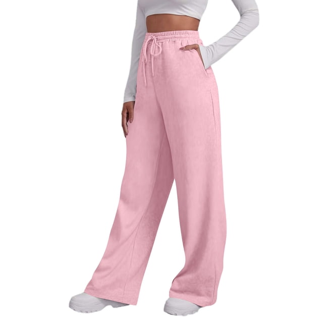 aidice Wide Leg Sweatpants Women Casual Loose Workout Athletic Pant Fall Drawstring Elastic High Waisted Trousers with Pockets