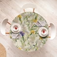 thumbnail image 4 of Ambesonne Nature Themed Fitted Round Tablecloth, Spring Butterfly Bees, 36"- 40" Diameter, Cream Mustard Blue Violet, 4 of 5