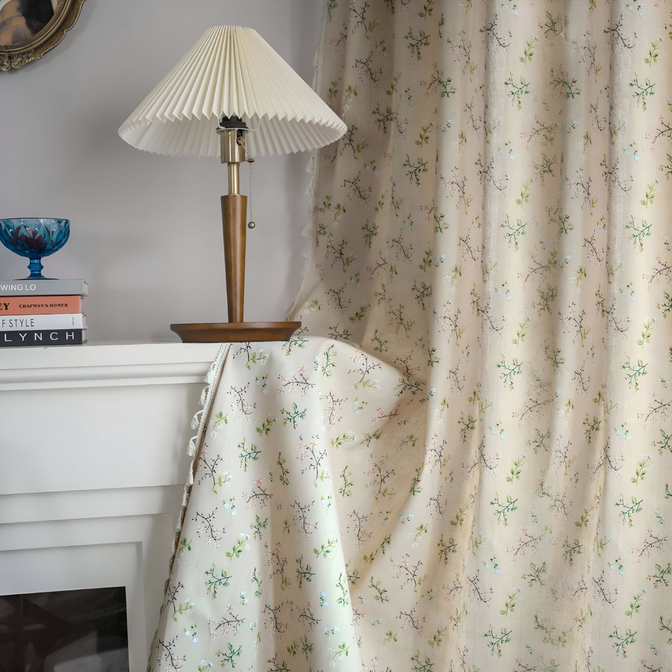 AUQ Farmhouse Boho Floral Linen Semi-Blackout Curtains - 84 Inches,Beige,For Bedroom,Living Room,And Home Decor Curtains for Living Room