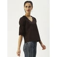 thumbnail image 2 of DressBerry Women’s Solid Cotton Poplin Top V Neck Flared Elbow Sleeves Waist Length Regular Wear Light Weighted Casual Summer Blouse, 2 of 7