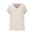 thumbnail image 4 of Xdegoge V Neck T Shirts for Women Plus Size Short Sleeve Ribbed Knit Sweater Pullover Summer Fashion Tunic Tops Casual Loose Blouses Women's Saved Items for Later, 4 of 5