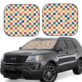 thumbnail image 1 of Balery Floral Checkerboard Parasol para parabrisas de coche de 2 piezas | Parasol plegable para parabrisas delantero de coche para la mayoría de sedanes-Large, 1 of 6