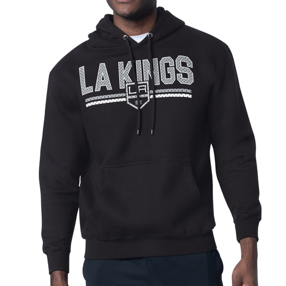 Men's Starter Black Los Angeles Kings Mesh Look Team Name Logo Tri-Blend Pullover Hoodie