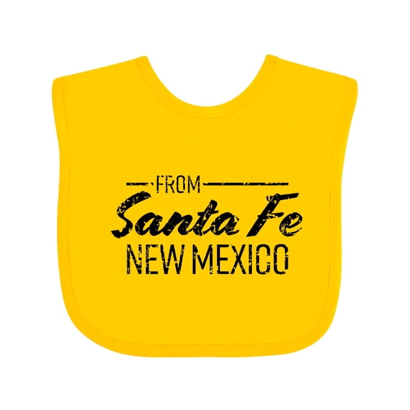 Inktastic From Santa Fe New Mexico in Black Distressed Text Boys or Girls Baby Bib