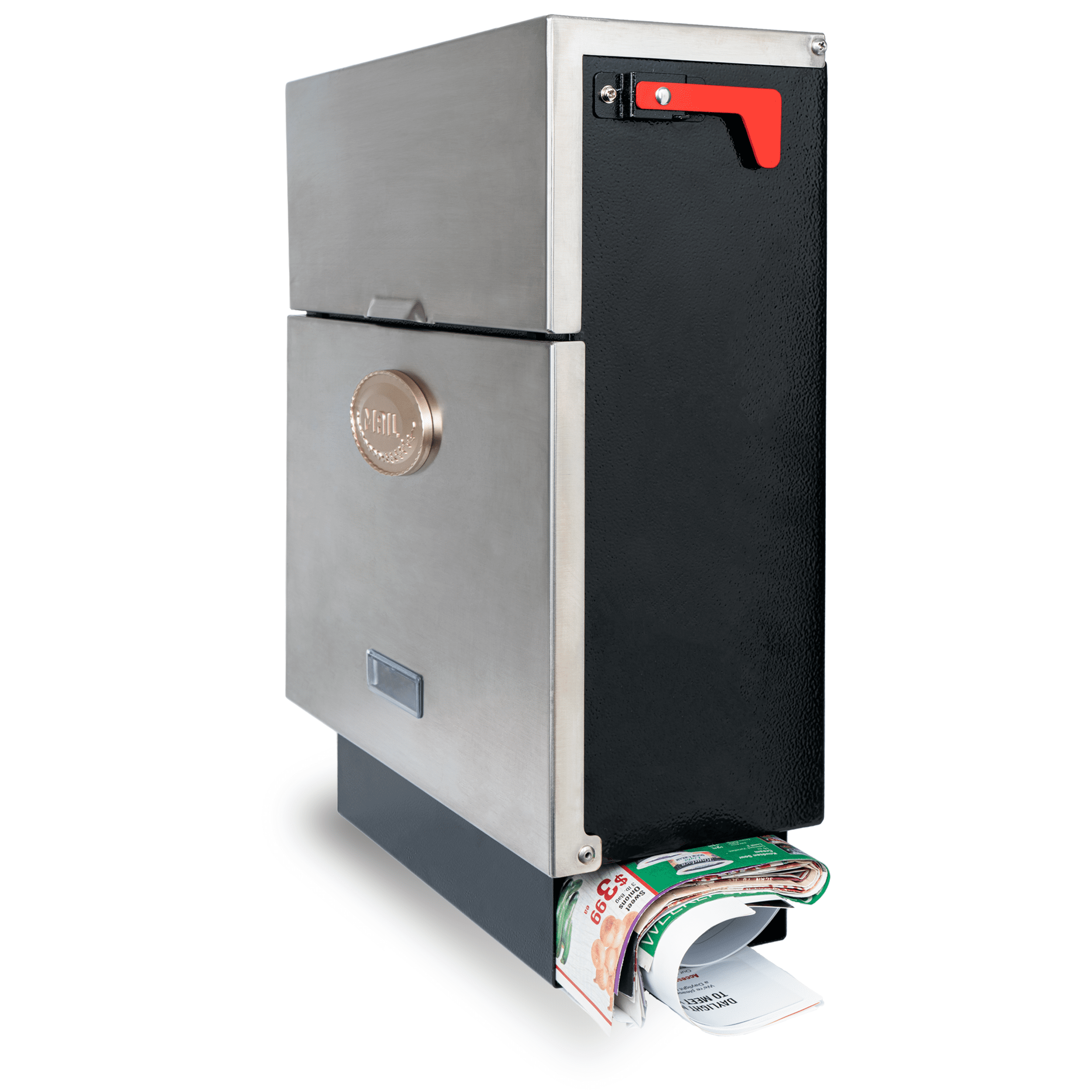 POCHAR Stainless Steel Wall Mount Mail Box with Newspaper Holder - 14.25'' x 6'' x 17.25'' Silver Rust Proof Steel Drop Box