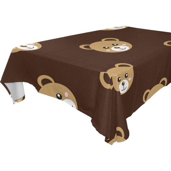 SKYSONIC 60"x60" Square Tablecloth with Cute Bear Prints, Anti-Wrinkle and Smooth Table Cloth for Kitchen/Home/Dinning Wedding Decoration