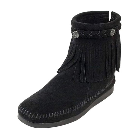 Minnetonka Women's Back-Zip Boot,Black,10 M US