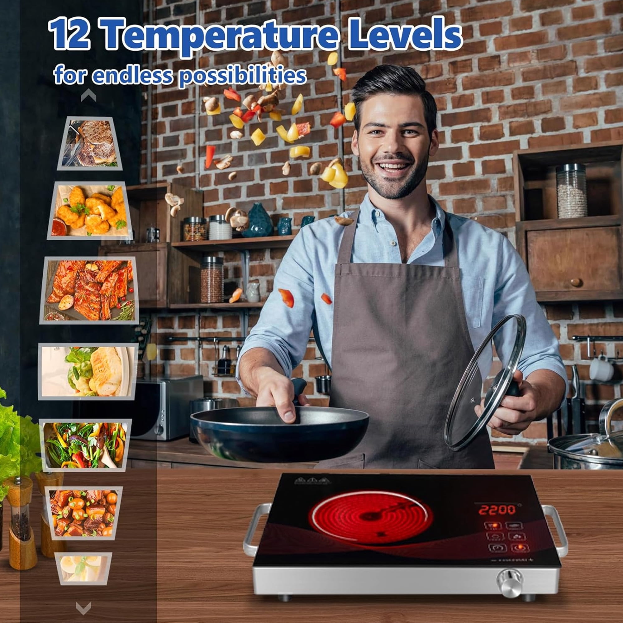 Daretodo 3500W Electric Hot Plate Ceramic Stove Infrared Induction Cooker Home Cooktop Cooking Furnace US 110V