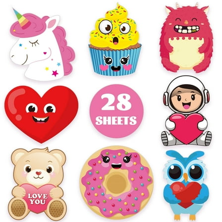 Valentine Cards for Kids Valentines Cards Set with Envelopes Perfect Gift for Classroom Cute Designs, 28 Pack