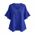 thumbnail image 4 of Rhuody Tshirts For Women Short Sleeve V Neck Loose Color T Shirt Women'S Clothing Blue, 4 of 4