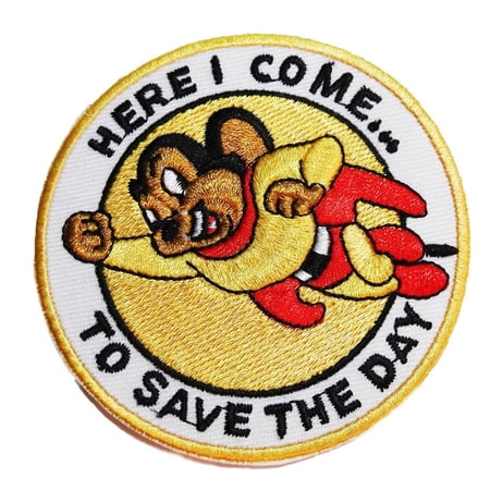 Mighty Mouse "Here I Come To Save The Day" 3" Diameter Embroidered Patch