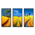 thumbnail image 2 of Designart "Golden Fields Blossoming under Deep Blue Sky II" Meadow Framed Wall Art Set Of 3 - Yellow Traditional Frame Gallery Wall Set For Home Decor, 2 of 6