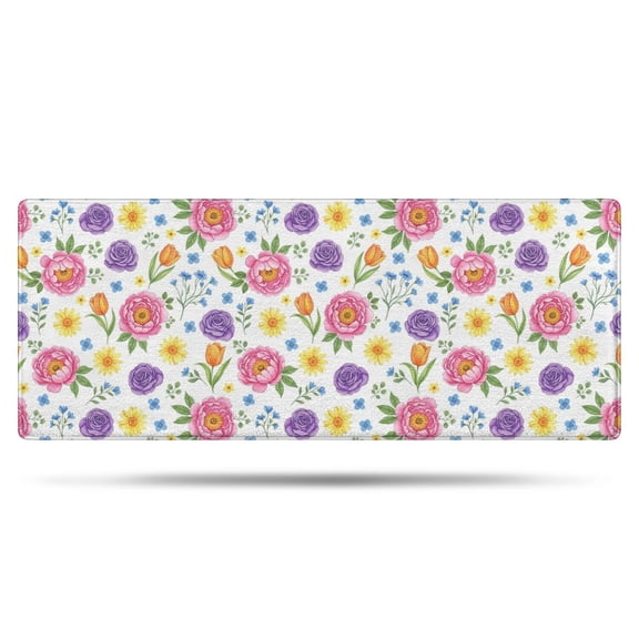 Pioneer Flower Floral Print Pattern Bathroom Rugs Mat, Non Slip Microfiber Bathroom Rug with Rubber Backing, Soft Mats for Bathroom Floor Tub Shower, 24"x60"