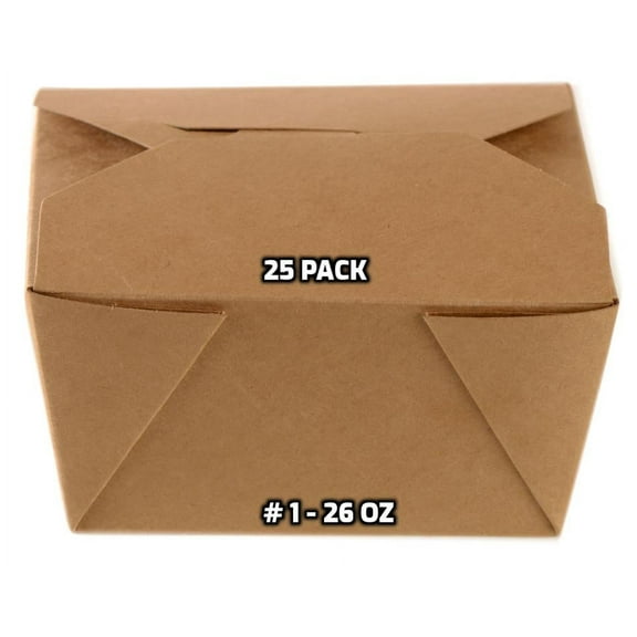 [25 PACK] Take Out Food Containers 26 oz Kraft Brown Paper Take Out Boxes Microwaveable Leak and Grease Resistant Food Containers - To Go Containers for Restaurant, Catering - Recyclable Lunch Box #1
