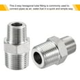 thumbnail image 4 of Uxcell 1/2x3/8 BSPT Male Thread Stainless Steel Hex Reducer Pipe Fitting 2 Count, 4 of 6