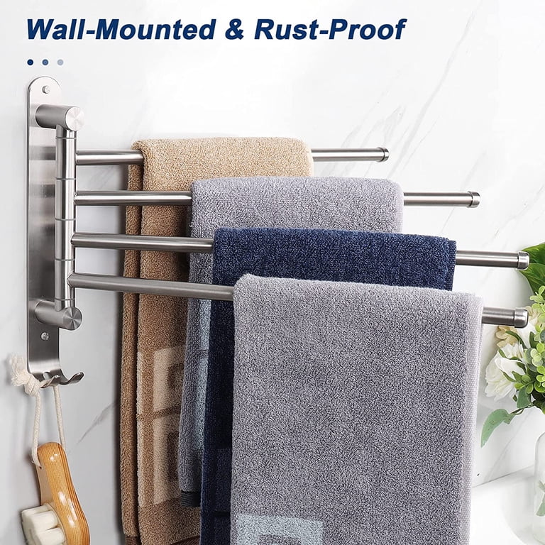 Pack Out Towel Rack Kitchen Towel Rack 4-Arm Swing Out Towel Rack - Wall Mounted Stainless ...