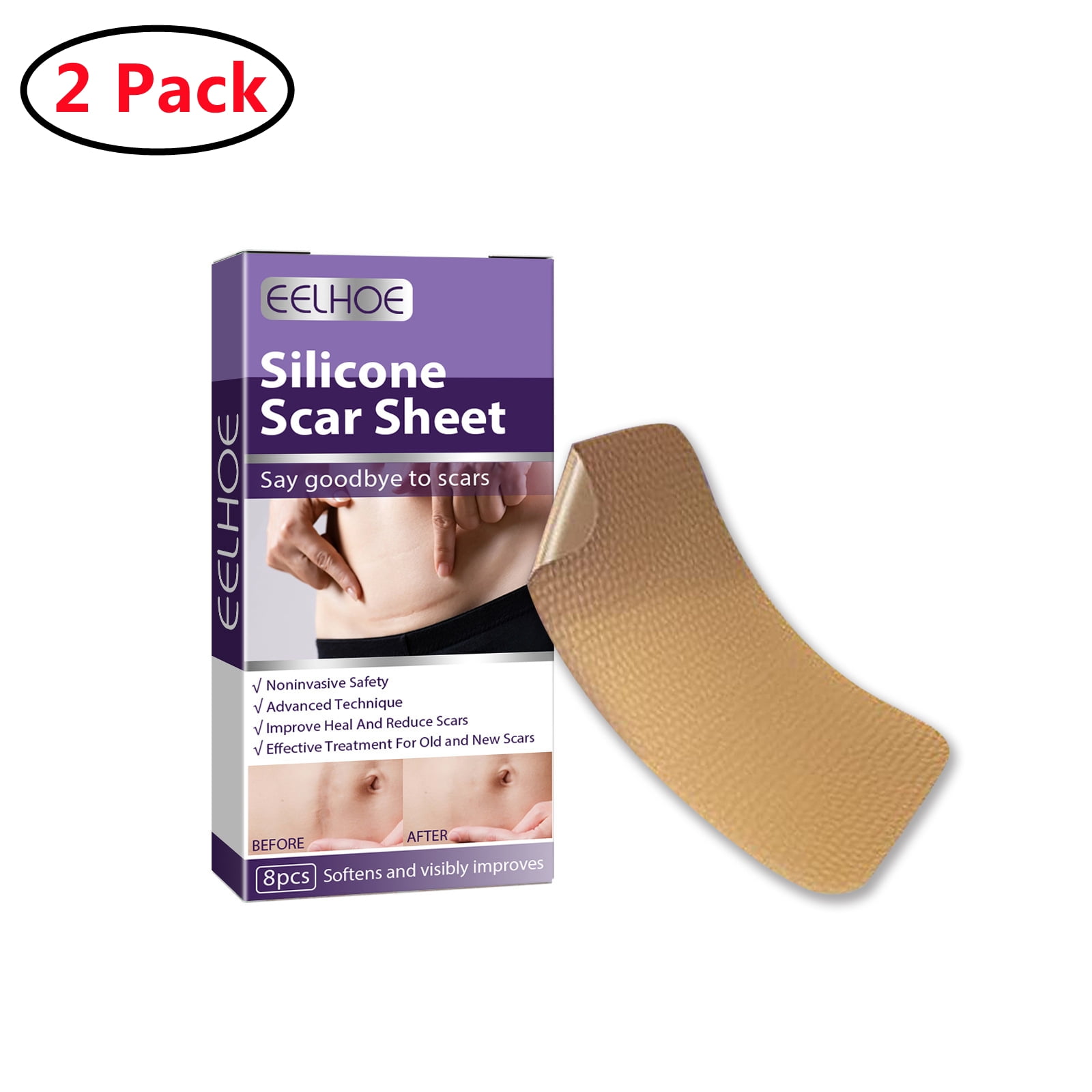 2 Pack Silicone Scar Sheets,Medical Grade Soft Silicone Scar Tape