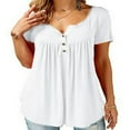 thumbnail image 1 of Femmes Été Manches Courtes Chemisier Tops Décontracté en Vrac Uni Plus Tunique de Taille, 1 of 3