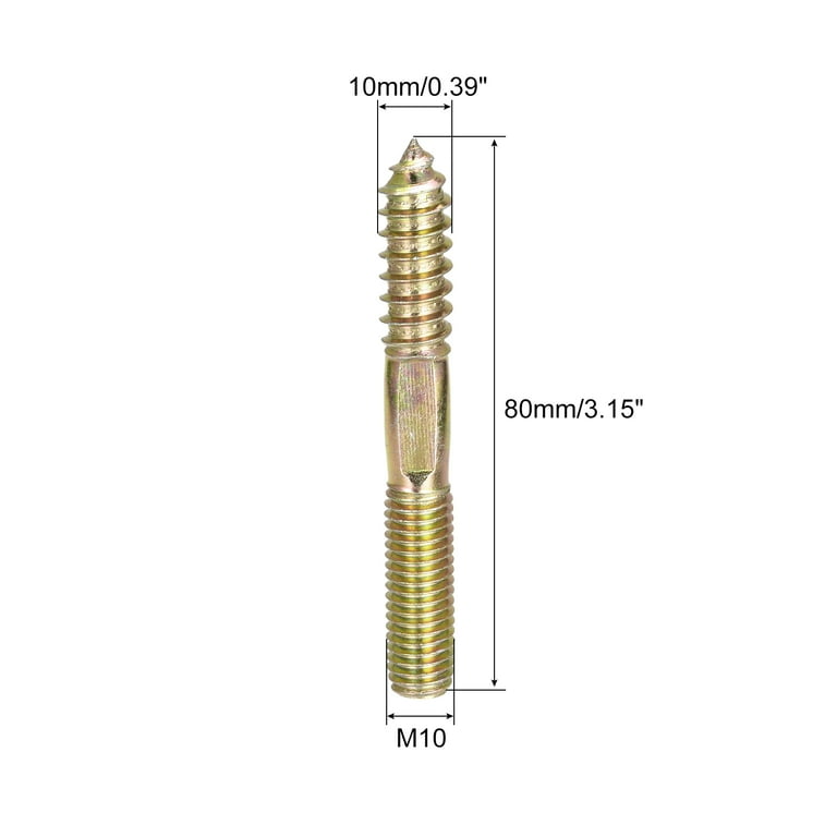 10 Vis à Double Filetage (dowel Screws) M8x80mm Fer - Assemblages Meubles Suspension Neuf