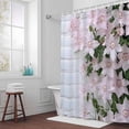 thumbnail image 5 of Pink White Flowers Fabric Shower Curtain Brick Wall Grain Washable Shower Curtains for Bathroom, Waterproof Bath Curtain with Hooks Home Decor 72x72in, 5 of 8