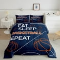 thumbnail image 2 of Erosebridal Basketball Comforter Set Toddler Basketball Court Bedding Set Navy Blue Comforter Sports Games Theme Quilt Set, 2 of 7