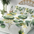 thumbnail image 3 of Ambesonne Eucalyptus Leaves Fitted & Top Sheet Set with Sham, Boho Leaf Design, Fern Green Yellow and White, 3 of 5
