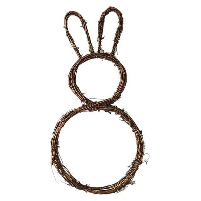 Guirnalda de adorno de conejo tejido de ratán, base para adorno de Pascua, decoración de escritorio de conejo de Pascua