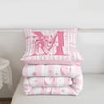 thumbnail image 5 of Erosebridal Cute Stars Bowknot Kids Twin Comforter Sets,Pink Letter M Alphabet Bedding Set For Girls,Pink Reversible,2-Piece, 5 of 7