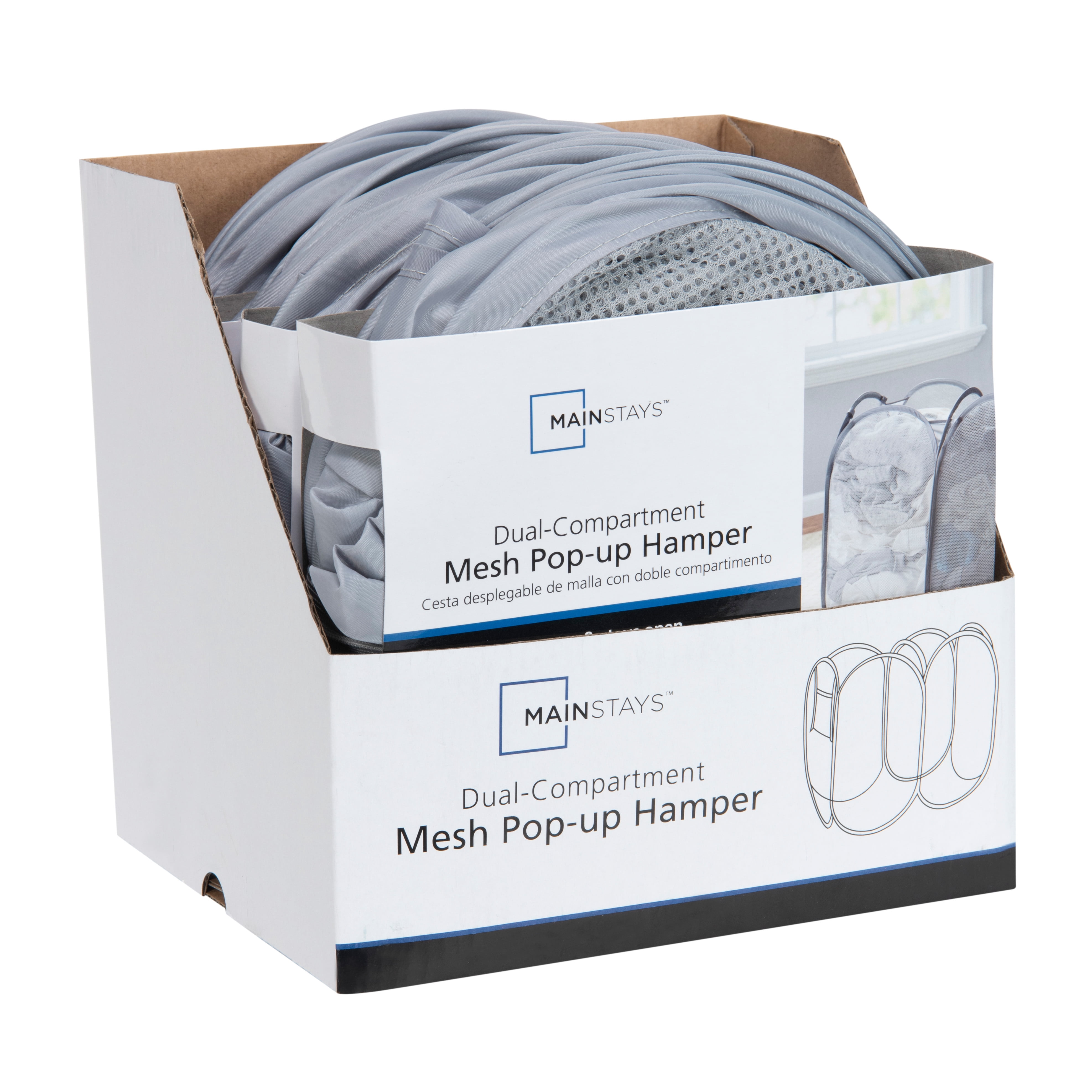 (3 pack) Mainstays Dual Pop-up Mesh Laundry Hamper with Durable Design