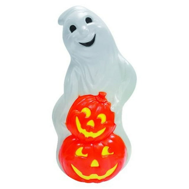 Union Products 31" Light-up Ghost & Pumpkin Plastic Decoration, Orange/White