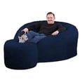 thumbnail image 1 of Ultimate Sack 5 Foot Foam Filled Suede Bean Bag Chair with Footstool, Navy, 1 of 8